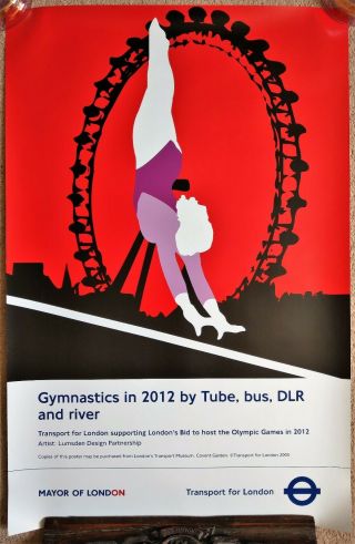Very Rare Large London 2012 Transport Tfl Olympic Gymnastics Poster