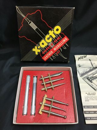 Rare Vintage 1950s X - Acto Leather Modelling Set No.  90 Craft Holster Sheath Belt
