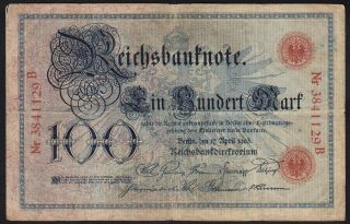 1903 100 Mark Germany Rare Antique Vintage Paper Money Banknote Currency P 22 F