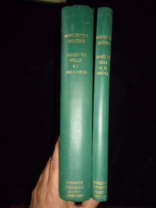 Index To Worcestershire Wills 1451 - 1614 Rare Local History Genealogy 2 Vols
