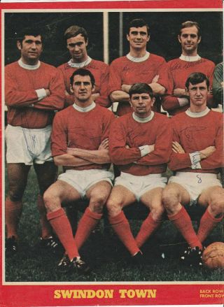 Swindon Town 1968 - 1969 Team Group Rare Football Autographs Double Page