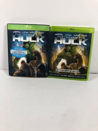 The Incredible Hulk Blu Ray 2 Disc,  Rare Lenticular Slipcover & Green Case