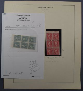 Two Rare U.  S.  Postage Stamp Booklet Panes,  Issue Of 1916