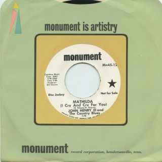 Hear - Rare Country 45 - John Henry Iii - Mathilda - Dolly Parton - Monument Wlp