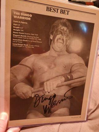 Ultimate Warrior Dingo Wrestling Signed Photo Wcw World Class Wwf Rare