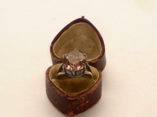 RARE ANTIQUE ART DECO LARGE OVAL HIGH SET AMETHYST SILVER COCKTAIL RING 6
