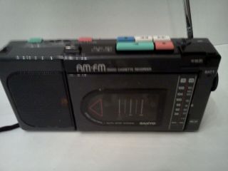 Vintage Sanyo Ms 30 Mini Boombox Radio Cassette Recorder Am Fm Rare