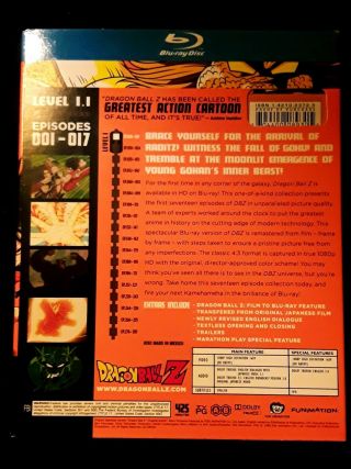 Dragon Ball Z Level 1.  1 Blu Ray Complete Slipcover Inserts OOP Rare 2