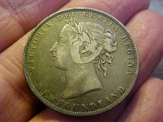 1896 Newfoundland 50 Cent Silver Coin Canada Very Fine Rare Coin
