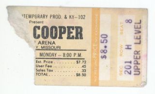 Rare Alice Cooper 2/19/79 Kansas City Mo Kemper Arena Ticket Stub