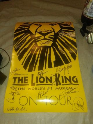 Rare The Lion King Broadway Cast Signed Poster Musical Tour 17 Signatures