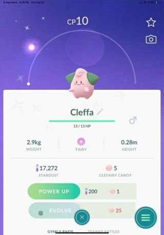 Shiny Cleffa Pokemon Go Trade Trade Mega Rare Shiny Baby Level 1 One Account