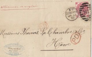 Martinique British Po To France Cover 1870 Rare