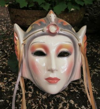 Clay Art Ceramic Face Wall Mask,  Art Deco Face,  Very Rare Wall Hanging