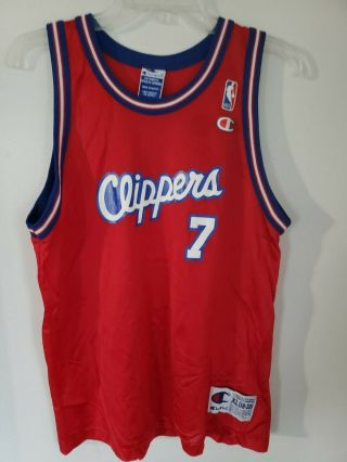 Rare Vintage 90s Champion La Los Angeles Clippers Lamar Odom 7 Jersey Youth Xl