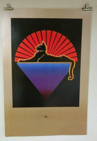 Rare Jerry Garcia Band Cats Under Stars (gold) Og Litho Stanley Mouse 24 " X 36 "