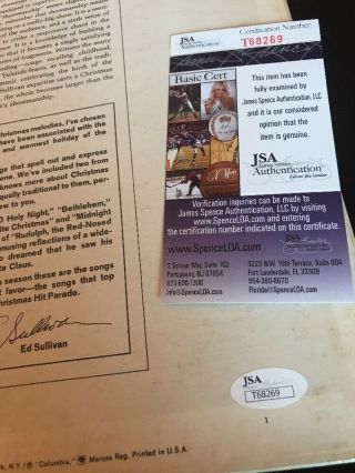 Ed Sullivan Signed Autographed LP “Music Of Christmas” JSA Rare 4