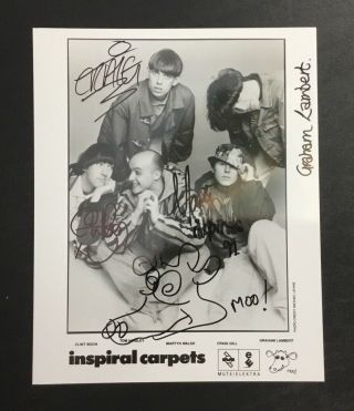 Rare 1990 Inspiral Carpets Band Signed Autographed Promo Photo 8x10