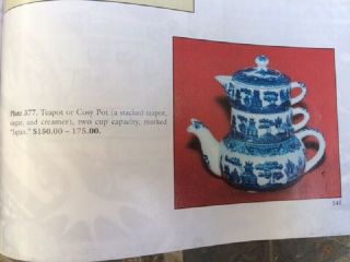 Rare Blue Willow Cosy TeaPot Stacked Teapot Creamer and Sugar Bowl With Lid 5