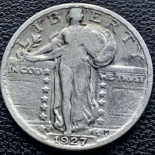 1927 S Standing Liberty Quarter 25c San Francisco Better Grade Rare 18937