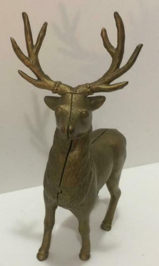 Rare Vtg Cast Iron Still Bank: Deer Buck 8 Point Rack
