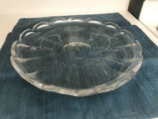 Rare Large Heavy 14 " Baccarat France Crystal All Purpose Scalloped Round Tray