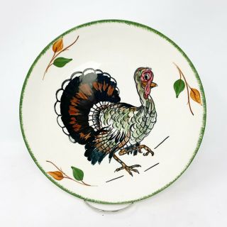 Rare Blue Ridge Southern Pottery Turkey Thanksgiving 10.  5 " Dinner Plate