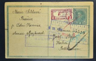 Austria In Czechoslovakia 1918 Rare Psc Card Dolni Kounice To. ,  Csr,  Cssr