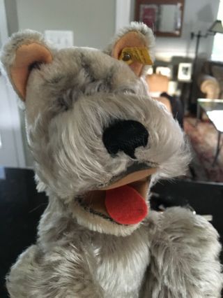 Rare - Vintage Mohair Steiff Terrier Hand Puppet