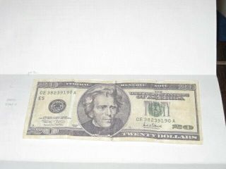 Rare Fake 2001 $20 Twenty Dollar Bill Money Bank Note Ce38239190 A