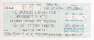 Rare The Jacksons 10/27/84 Atlanta Ga Ticket Stub Michael Jackson