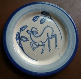 Rare John B Taylor (louisville Stoneware Kentucky) Blue Gazelle Chop Plate