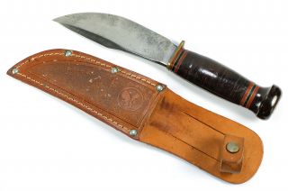 Rare 1949 - 52 Marbles Woodcraft Knife W/ Bakelite Pommel & Marbles Leather Sheath