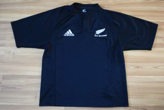 Mens All Black Zealand Adidas Shirt Rugby Union Jersey Size Large Adult Rare