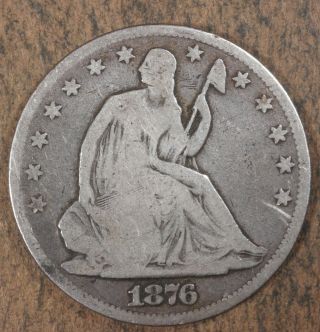 1876 Seated Liberty Silver Half Dollar Rare Coin,  H277