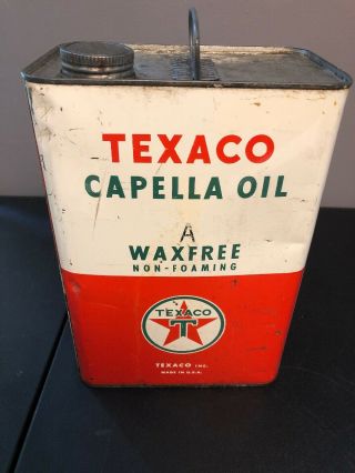 1 Rare Vintage Antique Texaco Capella Oil Can Waxfree/non Foaming 1 Gal&lid