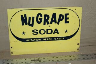Rare 1950s Nugrape Grape Soda Pop 2 - Sided Metal Sign Fountain Service Gas Oil 66