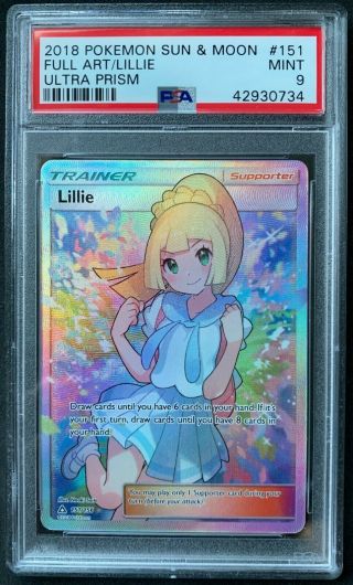 2018 Pokemon Sun & Moon Ultra Prism Lillie Full Art Holo 151/156 Psa 9