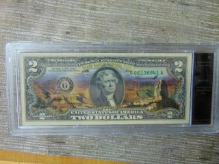 Rare Colorized Us $2 Two Dollar Bill Grand Canyon National Park Uncirculate