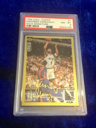 1994 Ud Collector’s Choice Anfernee Hardaway 1 Gold Signature Sp Rare Psa