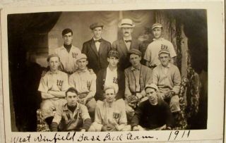 Extremely Rare Vintage West Winfield N.  Y.  1911 Baseball Team Rppc