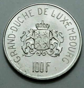 1963 Silver 100 Francs Charlotte DUCHE DE LUXEMBOURG UNC,  RARE, 2