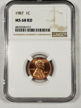 1987 Lincoln Cent Penny Ngc Ms68 Rd Pop 56/1 Rare 1c