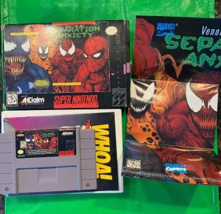 Nintendo Snes - Venom & Spider - Man Separation Anxiety Game Box Ex Rare