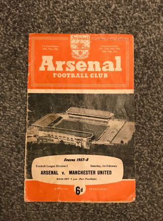 1957 - 1958 Arsenal V Manchester United Programme Rare Munich Disaster February