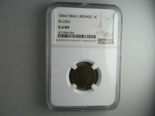 1864/1864 " L " Indian Head Cent,  Ngc G - 6 - - Ultra Rare Variety Coin