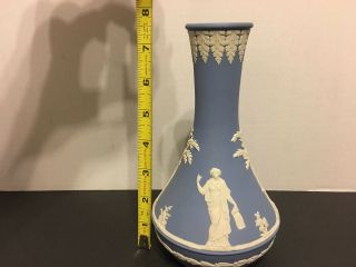 Price Drop Wedgwood 7 3/4” Tall Blue Vase,  And Unusually Rare Shape,  Exc.  Cond