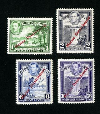 British Guiana Stamps Rare Set Of 4 George Iv Marine Development Overprint