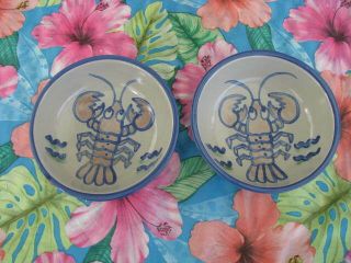 Two Rare M A Hadley Lobster Pattern Cereal Bowls Minty