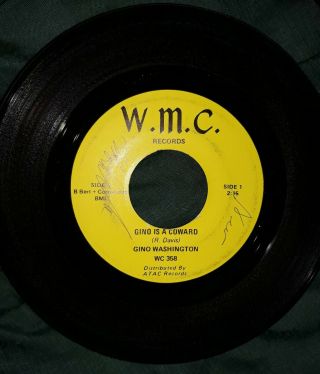 GINO WASHINGTON ULTRA RARE NORTHERN SOUL 45 ON A IMPOSSIBLE TO FIND W.  M.  C.  LABEL 3